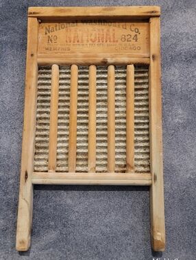 VTG Antique Wood Metal National Washboard Chicago Memphis USA No 824 Silver King
